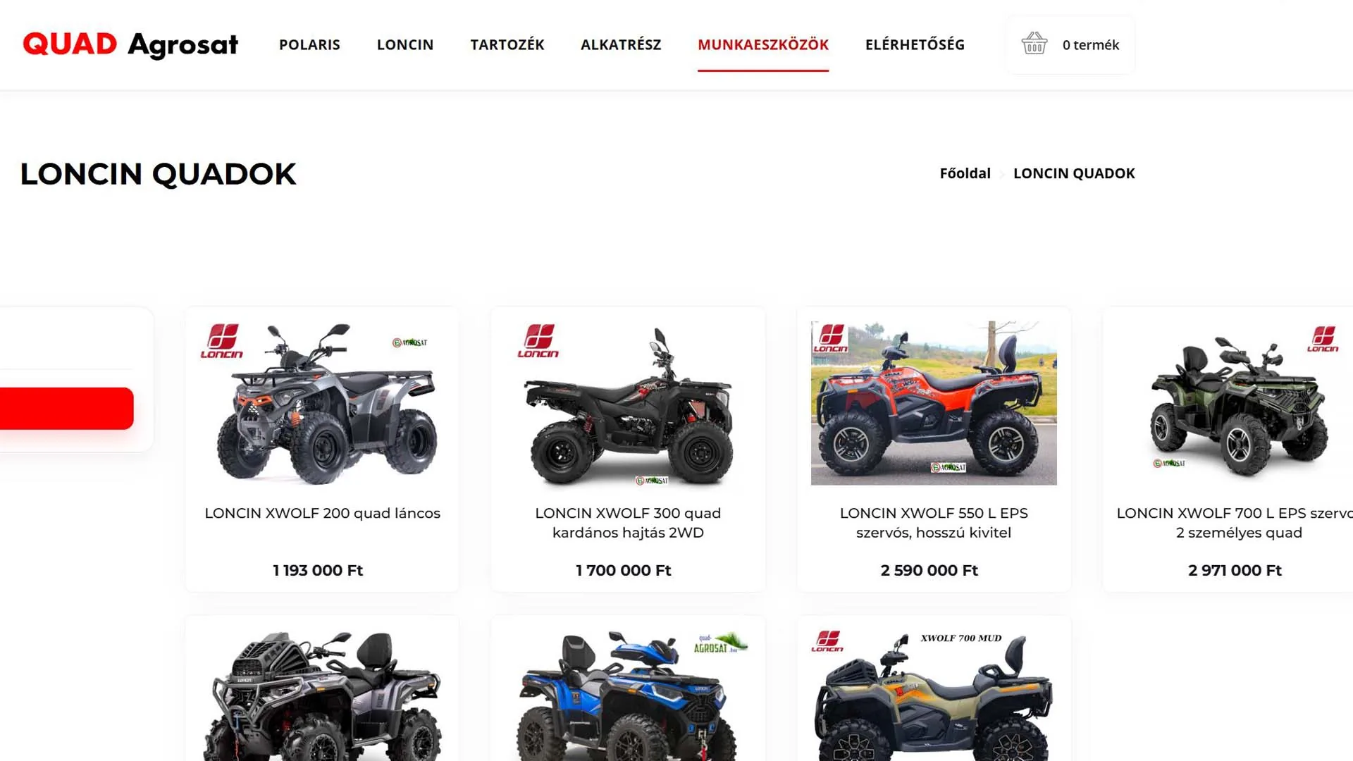 quad-agrosat.hu egyedi quad és alkatrész webáruház referencia